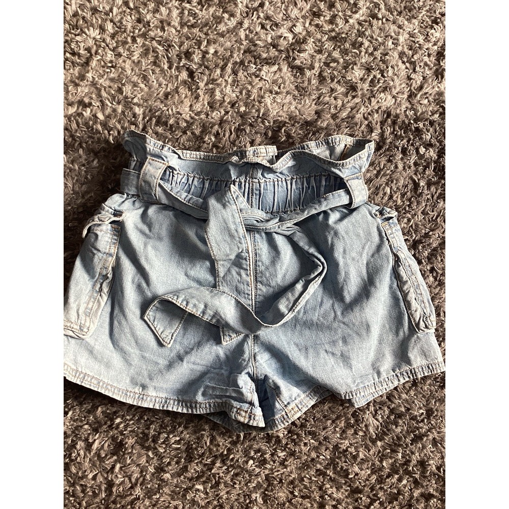 Urban Outfitters Women's Paper bag Cargo Shorts Small With Tie Denim 100% Cotton
